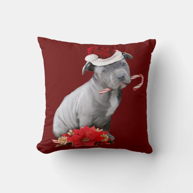 Christmas pitbull puppy cushion (Front)