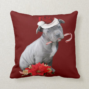 Christmas pitbull puppy cushion