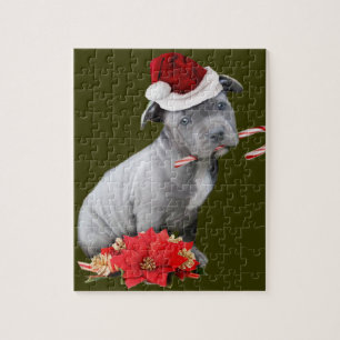 Christmas Pitbull puppy Jigsaw Puzzle