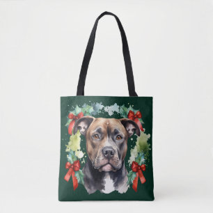 Christmas Pitbull Tote Bag
