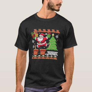 Christmas Pixelated Santa Clause Gamer Pixel Art G T-Shirt