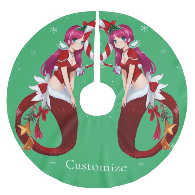 Christmas Pixie Mermaid Thunder_Cove Brushed Polyester Tree Skirt (Front)
