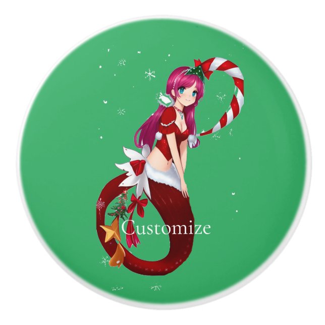 Christmas Pixie Mermaid Thunder_Cove Ceramic Knob (Front)