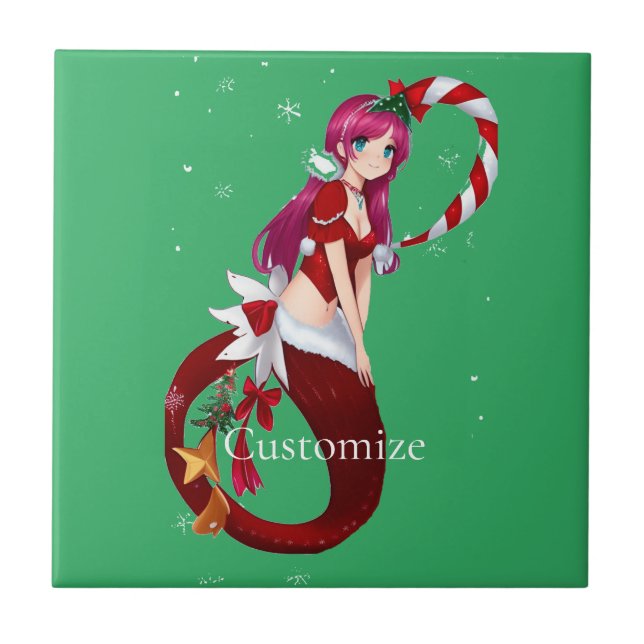 Christmas Pixie Mermaid Thunder_Cove Ceramic Tile (Front)