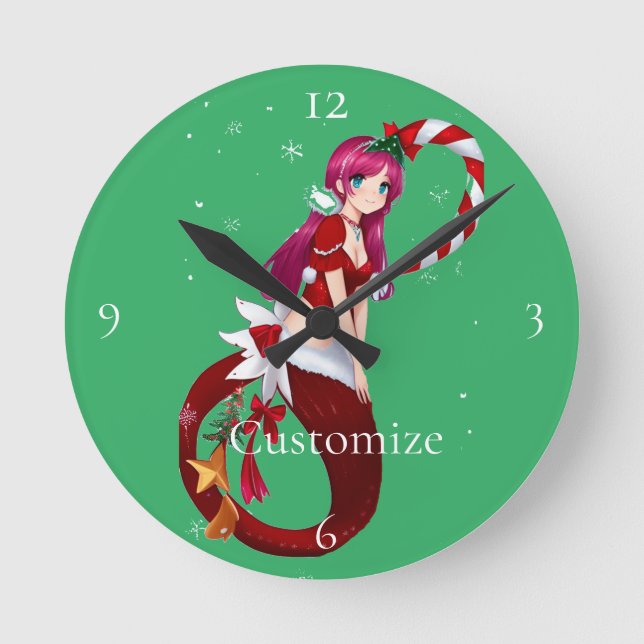 Christmas Pixie Mermaid Thunder_Cove Round Clock (Front)