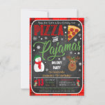 Christmas Pizza and Pyjamas Party Invitation<br><div class="desc">Awesome and Adorable,  this Christmas pizza and pyjamas sleepover party invitation is great for a fun holiday birthday parties for kids of all ages! Invite features festive,  fun and bright graphics on a faux chalkboard background</div>