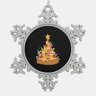 Christmas Pizza Christmas Lights Snowflake Pewter Christmas Ornament
