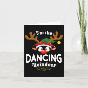 Christmas Pjs Dancing Xmas Reindeer Matching Card