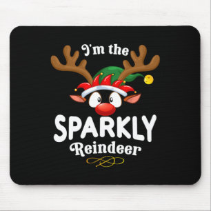 Christmas Pjs Sparkly Xmas Reindeer Matching Mouse Pad