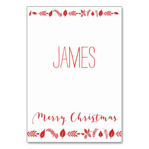 Christmas Place Cards With Red Decor