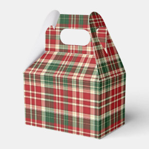 Christmas Plaid 01-PARTY FAVOR BOX, gable Favour Box