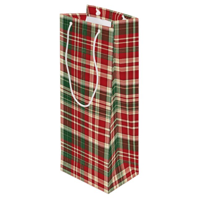 Christmas Plaid 01-WINE GIFT BAG (Back Angled)