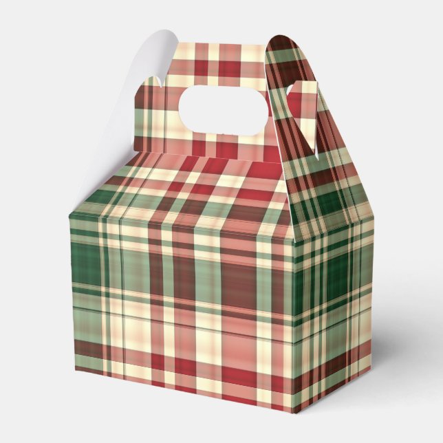 Christmas Plaid 06-PARTY FAVOR BOX, gable Favour Box (Front Side)