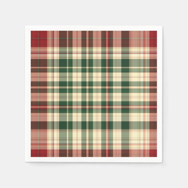 Christmas Plaid 14-PAPER PARTY NAPKINS (Front)