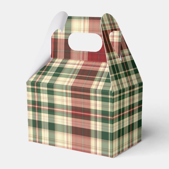 Christmas Plaid 14-PARTY FAVOR BOX, gable Favour Box (Front Side)
