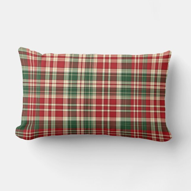 Christmas Plaid-1-Lumbar Throw Pillow (Front)