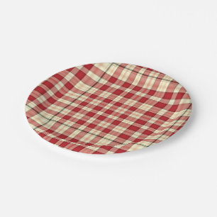 Christmas Plaid 20-PAPER PLATES