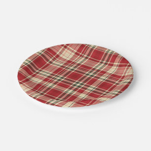 Christmas Plaid 23-PAPER PLATES