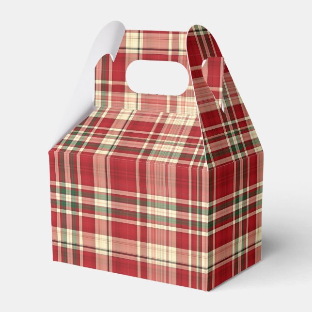 Christmas Plaid 23-PARTY FAVOR BOX, gable Favour Box (Front Side)