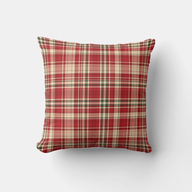 Christmas Plaid-23-Sq Throw Pillow (Front)