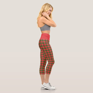 Christmas Plaid 3 Capri Leggings