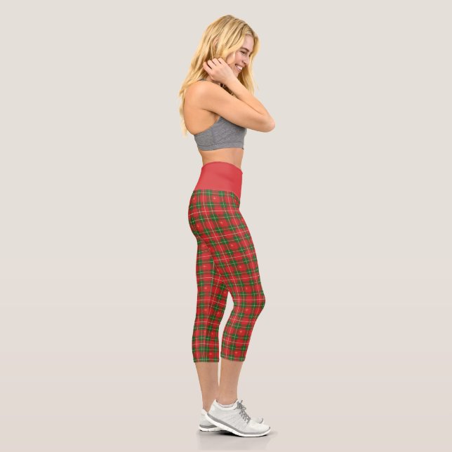 Christmas Plaid 6 Capri Leggings (Right)