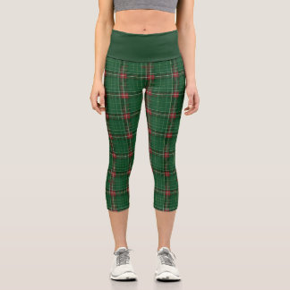 Christmas Plaid 8 Capri Leggings