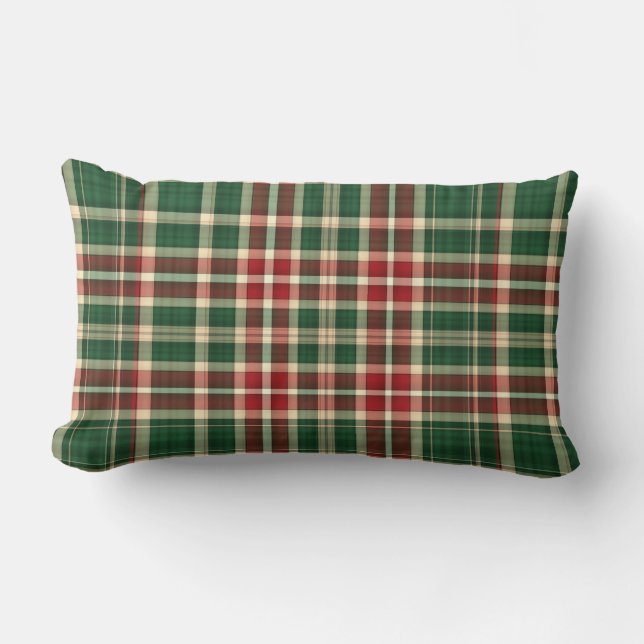 Christmas Plaid-8-Lumbar Throw Pillow (Front)