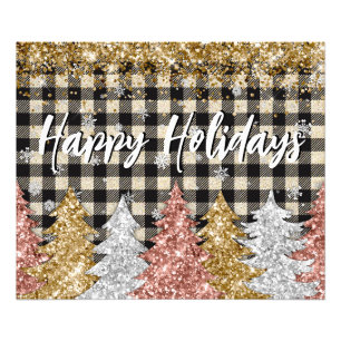 Christmas Plaid And Glitter With Text Photo Print
