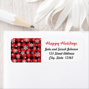Christmas Plaid and Snowflake Return Address Label