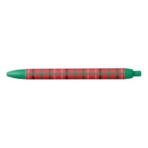 Christmas plaid black ink pen