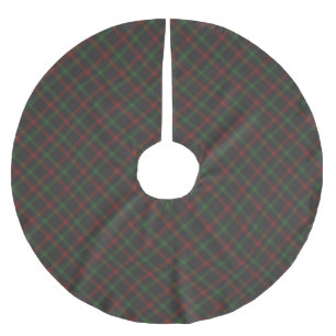Christmas plaid black red green diagonal pattern brushed polyester tree skirt