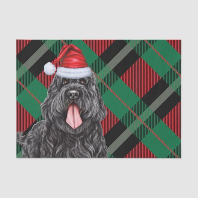 Christmas Plaid Black Russian Terrier Dog Tissue Paper (Front)