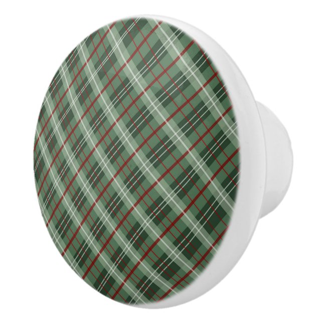 Christmas Plaid Ceramic Knob (Right)