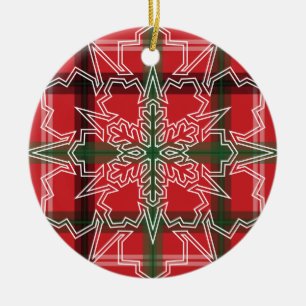 Christmas plaid ceramic ornament