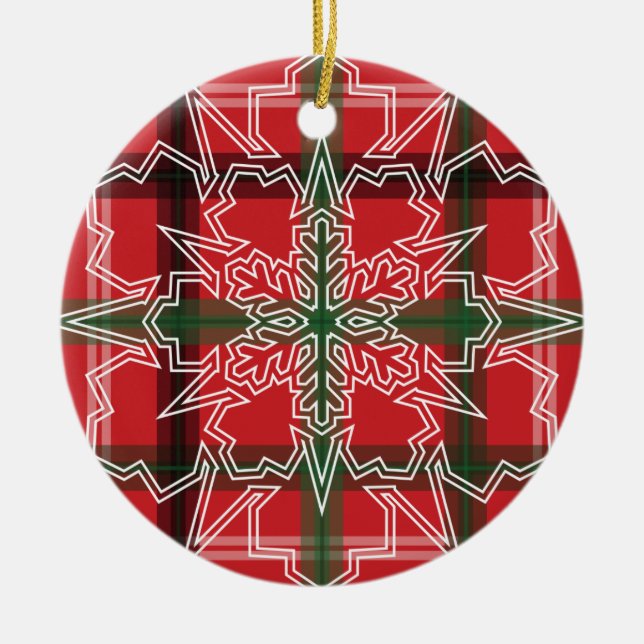 Christmas plaid ceramic ornament (Front)