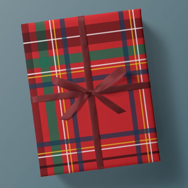 Christmas plaid classic red holiday  wrapping paper (Creator Uploaded)