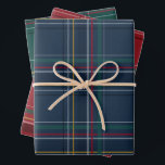 Christmas plaid coordinating red navy green wrapping paper sheet<br><div class="desc">A bold modern take on a classic holiday plaid makes this wrapping paper set perfect way for both traditional and unconventional gift givers. The classic navy blue, red and green plaids complement each other and also coordinate with the Lea Delaveris Design Merry & Bright Plaid holiday collection of cards, gifts...</div>