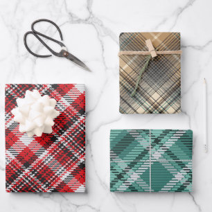 Christmas plaid coordinating wrapping paper sheet
