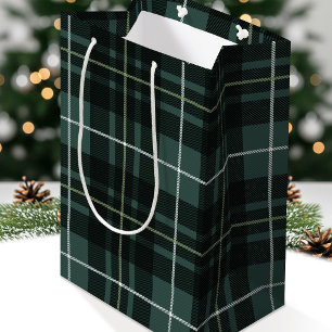 Christmas Plaid Dark Green Classic Holiday Tartan Medium Gift Bag