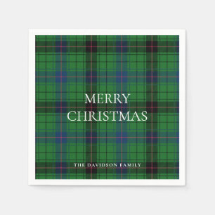 Christmas Plaid Davidson Tartan Pattern Green Napkin