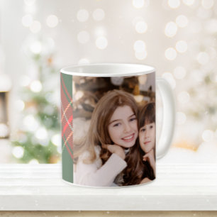 Christmas Plaid Family Name Photo Coffee Mug