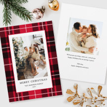 Christmas Plaid Family Photo Rustic Red Tartan