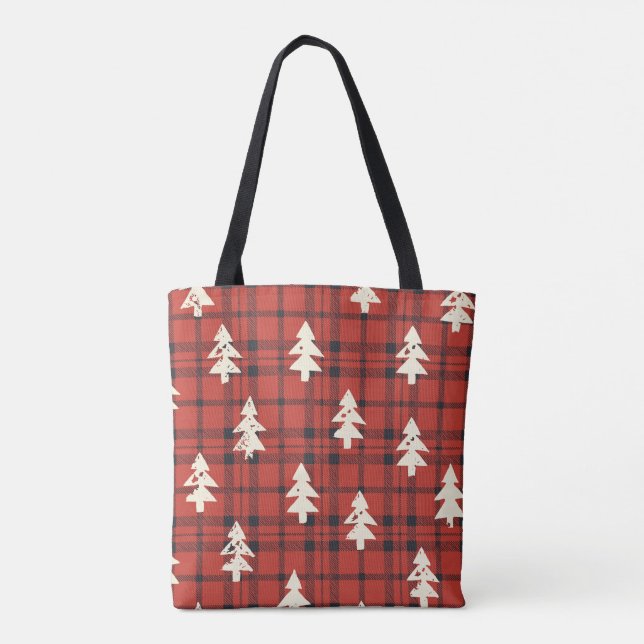 Christmas Plaid Forest Tote (Back)