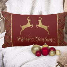 Christmas Plaid Gold Foil Deer