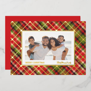 Christmas Plaid Gold  Foil Holiday Card