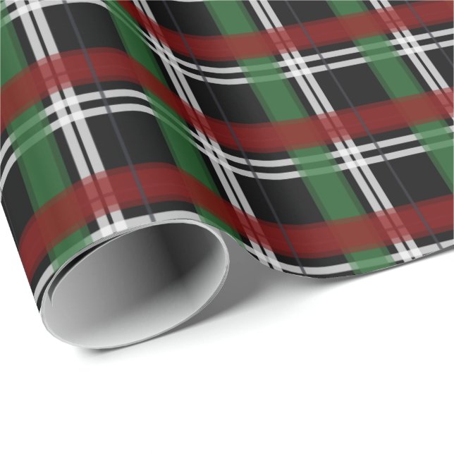 Christmas Plaid Green and Red Black Wrapping Paper (Roll Corner)