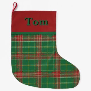 Christmas Plaid Green and Red Large Christmas Stocking