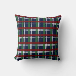 Christmas Plaid Green and Red Navy Blue Cushion