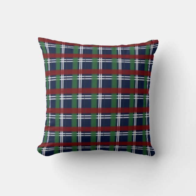 Christmas Plaid Green and Red Navy Blue Cushion (Front)